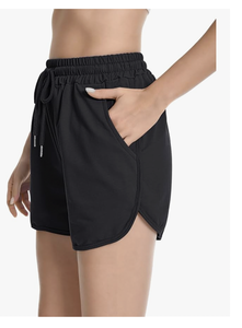 Shorts de détente en coton du Bangladesh pour femmes, shorts de survêtement décontractés à ourlet arrondi, cordon de serrage, jersey, shorts de sport avec poches - Product Image 3