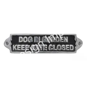 Certified New Unique Text Crafts Made In India Metal Sheet Wall Plaque Custom Printed DOG IN GARDEN KEEP GATE CLOSED Wall Sign