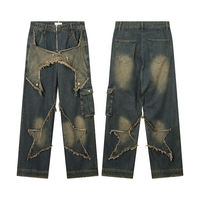 Jean ample streetwear pour homme, style workwear, personnalisé, coupe large, avec monogramme en relief, double genouillère, pantalon de charpentier, taille mi-haute