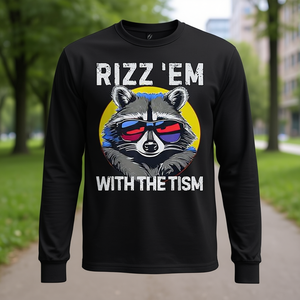 Camiseta de manga larga Raccoon Meme Rizz Em With The Tism - Product Image 3