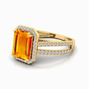 Anillo de racimo personalizado de oro rosa macizo de 18K con piedras preciosas de citrino natural y diamantes genuinos, anillo nupcial fino, joyería OEM ODM - Product Image 4