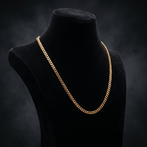 สร้อยคอแบบ Cuban Link ชุบทอง - ทองเหลืองขัดเงาพร้อมประดับเพชรซิคอนและเพชร - Product Image 2