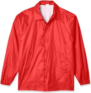 Vestes d'entraîneurs rouges personnalisées Bouton couvert Entraîneurs pour hommes Vestes d'entraîneurs de couleur pour femmes Veste imperméable en nylon - Product Image 1