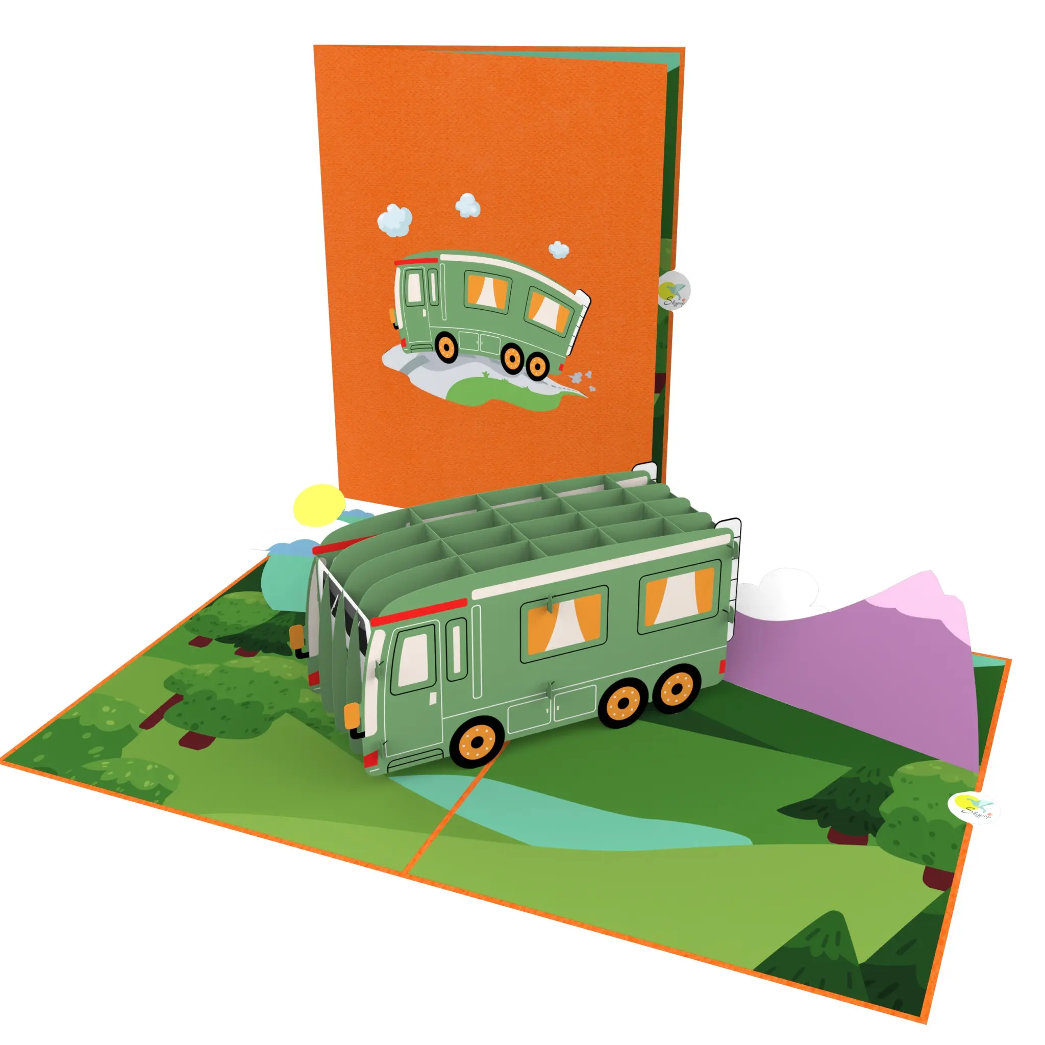 Cutie Camper van 3D Pop Up thẻ tốt nhất người bán cho mùa hè kỳ nghỉ sinh nhật kỷ niệm 3D thẻ handmade giấy cắt laser thẻ