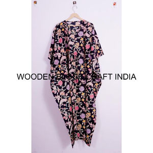 Nouvelle arrivée Robe kaftan en coton tissé pour femmes grandes tailles, élégante, à imprimé floral vintage, manches courtes, vêtements de plage, coupe ample d'été - Product Image 6