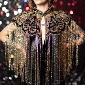 ชุดคลับยาวคลุมพื้นแบบตรงสไตล์เบอร์เลสก์ ประดับด้วยงานปักเลื่อมและลูกปัด พร้อมบราในตัว เหมาะสำหรับงานเฉลิมฉลอง - Product Image 1