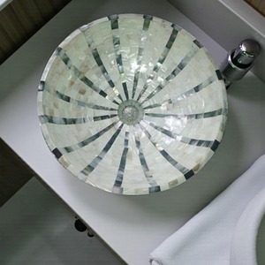 Lavabo Redondo de Nácar con Aspecto de Lujo Fácil de Limpiar, Lavabo Decorativo para Restaurante y Hogar - Product Image 1