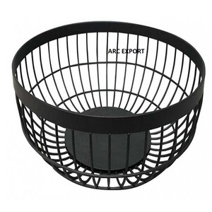 Top Selling Black Color Iron Strong Metal Bowl Fancy Fruit Serving Basket For Kitchen Storage Fruit Serving Bowls For <b>Tableware</b> - Product Image 2