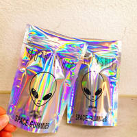 Sachet/Pochette Personnalisé avec Logo, Vide, Numéro 8, Holographique, en PET Écologique, Jetable, 3,5g, pour Fleurs, Aliments, Bonbons, Petits Objets