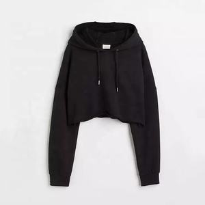 Sweat-shirt à capuche court 100% coton pour femme, vêtement de rue, blanc, personnalisé, à la mode - Product Image 5