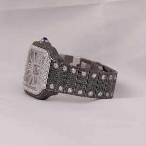 Lujo personalizado Iced Out Skeleton Moissanite Black Diamond Watch Hombres Acero inoxidable Pulsera Diamante reloj para hombres Regalo - Product Image 2