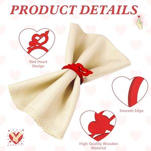 Servilleteros de madera con corazón rojo con clásico para comedor, fiesta de boda y hebillas de aniversario, Día de San Valentín, impresiona a tus invitados - Product Image 3