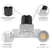 Spot LED encastré sans cadre 15W, plafonnier encastré IP20, downlight architectural sans joint pour projets de galeries et d'hôtels