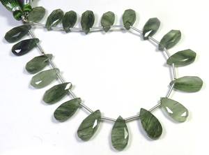Lote al por mayor de 20 piezas 8 \ "Strand Green Rutilated Quartz Faceted Cut Beads 15x7,5mm Natural Rutile Pear Beads Loose Gemstones" - Product Image 6