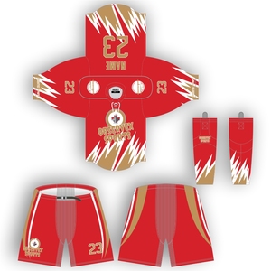 Sublimated Ice Hockey Jersey Set With Breathable Shell Pants And Athletic <b>Socks</b> Youth Ice Hockey Uniform - Product Image 1