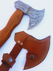 Venta al por mayor personalizada de calidad superior OEM ODM servicio hecho a mano Damasco acero hacha acampar al aire libre mango de madera hacha forjada a mano - Product Image 4