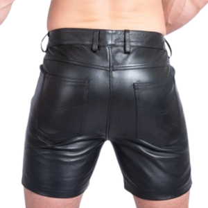 Leatherette Mens <b>Shorts</b> <b>Black</b> <b>Faux</b> <b>Leather</b> Fetish Clubwear Casual Fit <b>Shorts</b> - Product Image 4