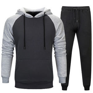 Nouveau Style personnalisé vêtements de sport pour hommes deux pièces ensemble respirant pull à capuche survêtement avec pantalon 100% coton couleurs contrastées - Product Image 5
