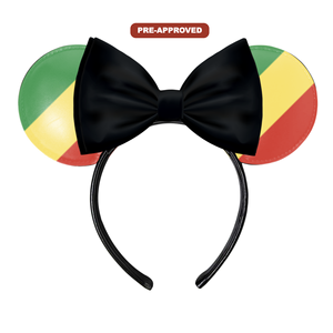 Diadema Personalizada Hecha a Medida con Diseño de Orejas de Ratón y la Bandera de la República del Congo - Product Image 1