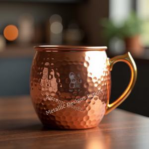 Taza de cobre martillado hecho a mano con mango clásico de latón metálico para cócteles de mulas de Moscú, bebidas refrigeradas para beber - Product Image 6