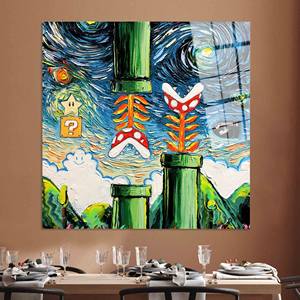 Elegante Impresión en Lienzo Estilo Van Gogh de Mario para Decoración de Bodas Única, ARTE EN VIDRIO TEMPLADO - Product Image 1