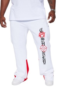 Pantalon de survêtement évasé de luxe blanc personnalisé coton éponge français décontracté pantalon de survêtement évasé pour hommes - Product Image 2