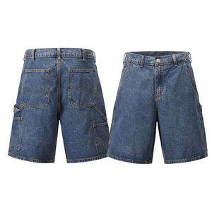 Custom Logo Cotton Workout <b>Knee</b> <b>Length</b> Belted Jean <b>Shorts</b> Loose Fit Applique Stitched Denim <b>Shorts</b> - Product Image 4