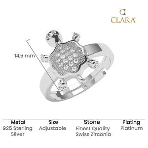 Men's 925 Sterling <b>Silver</b> Hiphop Tortoise Turtle <b>Ring</b> Size <b>Adjustable</b> Rhodium Plated Romantic Gift Option - Product Image 5