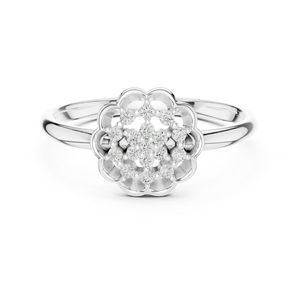 Anillo Solitario de Diamante Cultivado en Laboratorio, Redondo, en Oro Blanco de 14K para Mujer |   Ropa de Uso Diario |   Diamante Cultivado Nuevo Certificado por IGI de 0.09 Ct - Product Image 1