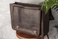 Sacoche élégante en cuir véritable pour ordinateur portable, style vintage, prête pour les voyages, sac spacieux, personnalisable, pour hommes et femmes, marque CUSTOM