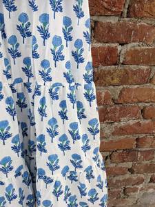 Robe en coton indien imprimé bloc à la main 100% robe longue en coton avec broderie florale tuniques à col carré - Product Image 2