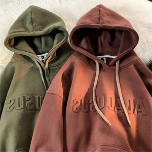 เสื้อฮู้ดขนเป็ดน้ำหนักเบาสำหรับผู้ชายใส่สบายไซส์ใหญ่พิเศษปักโลโก้สีทึบย้อมธรรมดา - Product Image 1