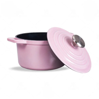 Meilleure vente de casserole chauffante de haute qualité en fonte émaillée marmite à soupe à double oreille design classique forme ronde prix de gros