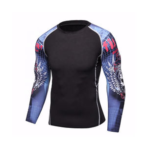 Camiseta de Compresión Transpirable y Ecológica con Estampado por Transferencia de Calor para Hombre, para BJJ, Gimnasio, Surf y Buceo, Suministro OEM - Product Image 2