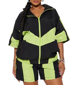 Oversized <b>Women's</b> Two Piece Shorts Set Breathable Windbreaker <b>Zip</b> <b>Up</b> <b>Jacket</b> Plus Size Windbreaker Short Sets For <b>Women</b> 2026 - Product Image 1