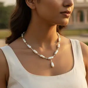 Collier élégant en argent 925 avec perle d'eau douce pour femmes, bijoux élégants - Product Image 2