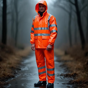 Orange PREVENT Reflective Industrial <b>Raincoat</b> Simple Long Single-Person for Poncho Style for Outdoor & Camping Use - Product Image 2