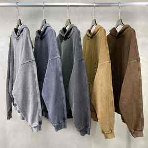 Sudaderas de Algodón Personalizadas al por Mayor OEM, Sudaderas con Capucha Oversize con Estampado Gráfico y Logo, Estilo Urbano con Dobladillo Desgastado para Hombre - Product Image 1