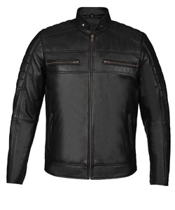 Chaqueta Bomber de cuero genuino para hombre, estilo motorista, tela de lona, diseño de invierno transpirable, opción frontal de Color personalizable, venta al por mayor - Product Image 1