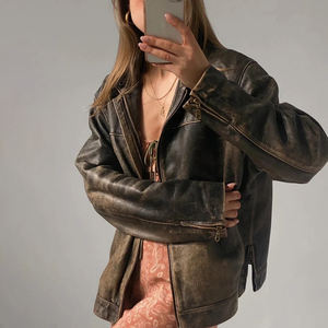 Veste en cuir véritable surdimensionnée Bomber pour femmes Veste surdimensionnée avec logo personnalisé et impression à un prix abordable - Product Image 2