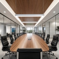 Luminaire linéaire LED suspendu pour salle de réunion, 3000 mm, design carré, à intensité variable