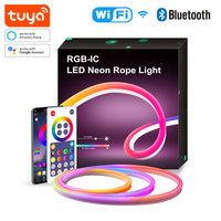 Умная светодиодная неоновая лента Tuya Smart WiFi RGBIC 12В, водонепроницаемая IP65, с синхронизацией цвета, для умного дома, гибкая светодиодная лента PST-NH-5M
