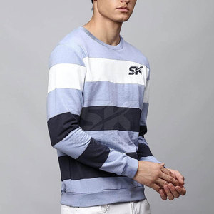เสื้อสเวตเชิ้ตผ้าเรียบสีตัดต่อแฟชั่นสำหรับผู้ชาย สไตล์สตรีทแวร์ - Product Image 3