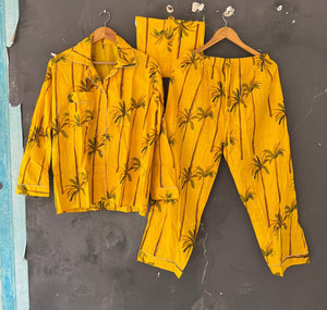 Conjunto de pijama de algodón hecho a mano para mujer, ropa de dormir informal transpirable para todas las estaciones, ropa durante todo el año - Product Image 2