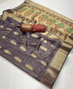 Indian Designer Soft Silk Saree Beautiful Wedding Party Wear in Traditional Pakistani Style with Elegant Weaving Design - Product Image 3