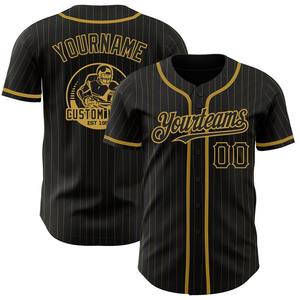 Camiseta de béisbol a rayas negra y dorada personalizada superventas, ropa de equipo auténtica para tallas grandes, transpirable y cómoda - Product Image 1