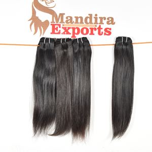 Natural 100%, venta al por mayor, Remy, cutícula, cabello alineado, negro sedoso, máquina de ondas naturales, mechones de trama doble, templo virgen indio humano - Product Image 3