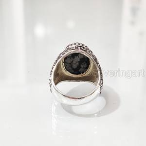Vente en gros de bagues pour hommes, flocon de neige naturel, obsidienne, pierre précieuse, bague de naissance, toutes tailles, bijoux de fête arabes, bague en argent sterling 925 - Product Image 6