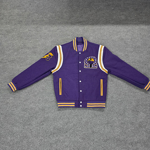 Veste universitaire personnalisée violette et dorée, style Omega, logo brodé Mighty OZ Beta Xi, veste à éclairs - Product Image 2