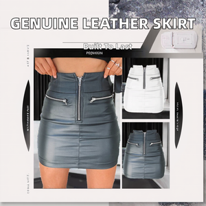 Jupe 100% Cuir Véritable de Haute Qualité pour Femme, avec Fermeture Éclair, Taille Naturelle, Écologique, Teinte Unie, Idéale pour les Fêtes Hivernales - Prix Spécial - Product Image 2